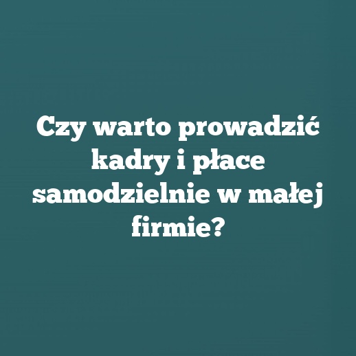 Czy warto prowadzić kadry i płace samodzielnie w małej firmie?