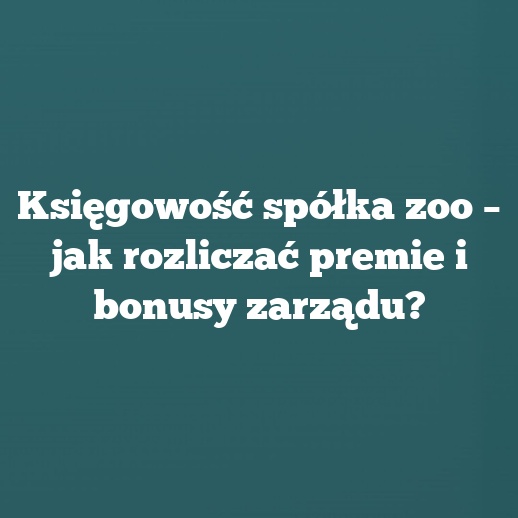 Księgowość spółka zoo – jak rozliczać premie i bonusy zarządu?