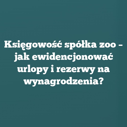 Księgowość spółka zoo – jak ewidencjonować urlopy i rezerwy na wynagrodzenia?