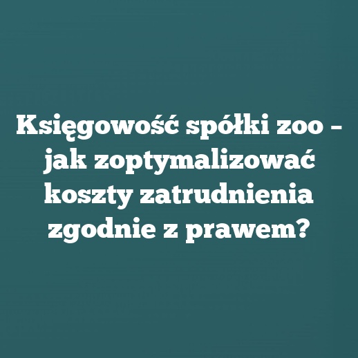 Księgowość spółki zoo – jak zoptymalizować koszty zatrudnienia zgodnie z prawem?