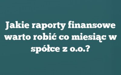Jakie raporty finansowe warto robić co miesiąc w spółce z o.o.?